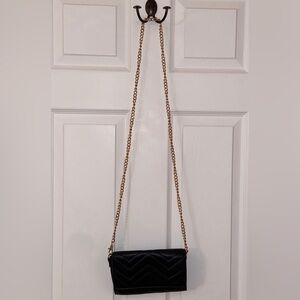 Black Gold Chain Cross Body Bag